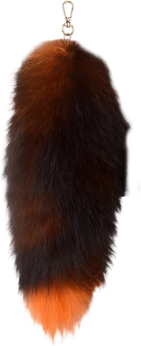 Fox Tail Keychain Long, Fluffy Therian Tail Faux Fur Keyring, Party Costume by Unknown