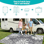 HEBE Waterproof Outdoor Rug 9'x12', Floral Reversible Plastic Patio Rug - Image 6