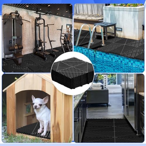 Barydat 72 Pcs 12x12 Garage Floor Tiles Interlocking Drainage - Image 5