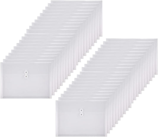 Clear String Closures Poly Envelopes Side Opening Folder Pocket Pack of 40 Bottom with Expanding Gusset (40 Pack)