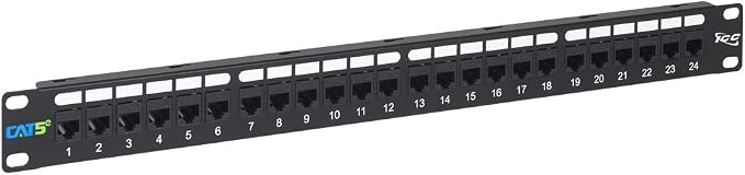 ICC CAT5e Feed-Through Patch Panel, 24 Port, 1U Rackmount, RJ45 Ethernet Patch by ICC