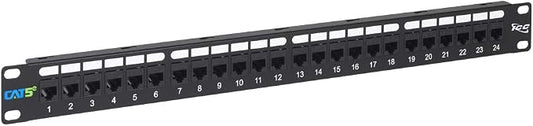 ICC CAT5e Feed-Through Patch Panel, 24 Port, 1U Rackmount, RJ45 Ethernet Patch by ICC