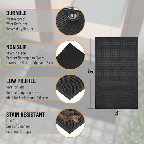 Ottomanson Waterproof Rubber Outdoor Doormat – Heavy-Duty Non-Slip Rubber Floor - Image 4