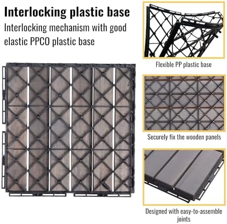 Interlocking Deck Tiles 30pcs 12"x12" Plastic Outdoor Floor Tiles - Image 5