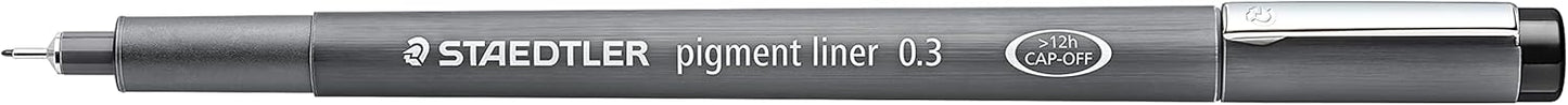 STAEDTLER Pigment Liner, Fineliner Pen for Drawing, Drafting, Journaling, 0.3mm, Black, Box of 5 Pens, 308 03-9M