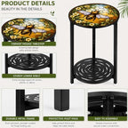 2-Tier Metal Round Side Table Accent Coffee Tables Small Space Corner Plant - Image 5