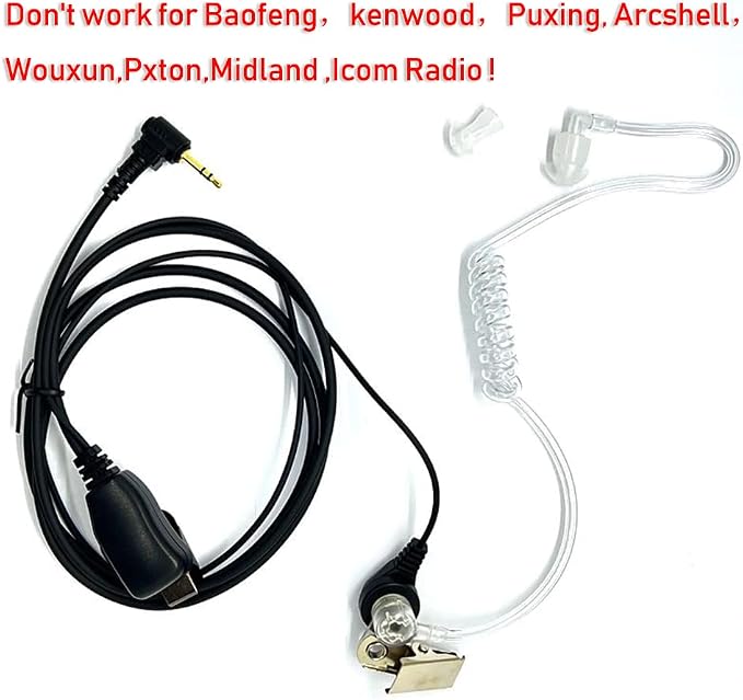 Walkie Talkies Earpieces with Mic 1 Pin Covert Air Acoustic Tube Headset - Image 3
