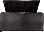 Suncast 99 Gallon Plastic Wicker Deck Box Container Storage - Image 6