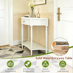 Half Moon Console Table Solid Wood Vintage Entryway Table - Image 4