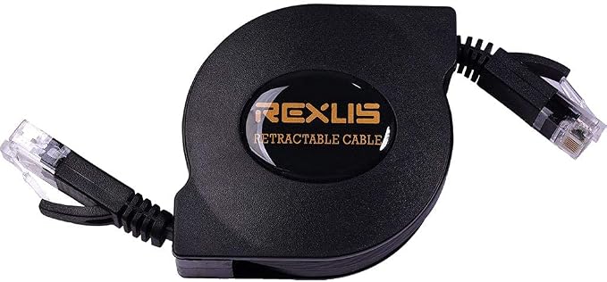 REXUS Retractable Cat 6 Flat Ethernet Network Cable 6.6 FT, 10 Gigabit High by REXUS