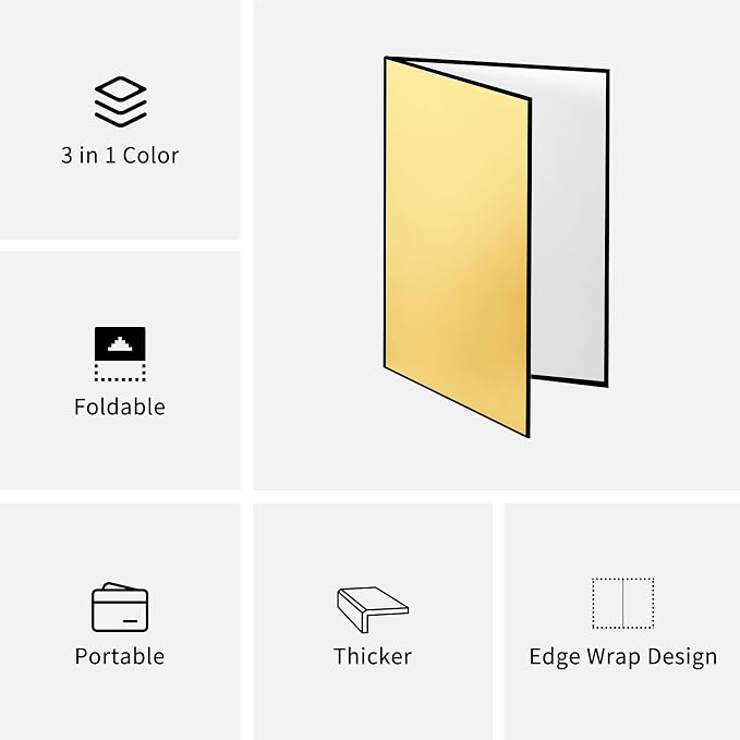 Meking 17" x 12"/43 x 30cm Light Reflector Photography Cardboard, 3-in-1 Studio - Image 5