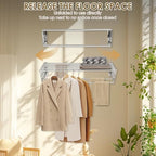 XL-31.5" Wall Clothes Drying Rack, Retractable Mounted Rack Silver - Image 3