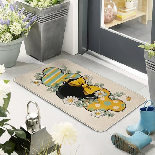 Pycat Spring Summer Kitchen Rugs Set of 2, Eucalyptus Leaves Daisy Flower - Image 6