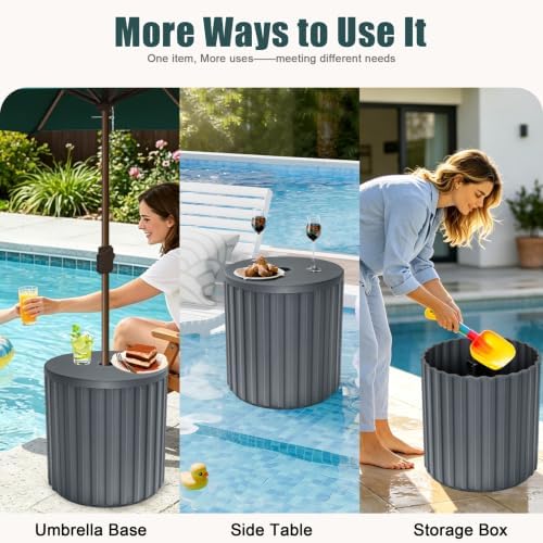 LZRS Patio Side Table, 2-in-1 Patio Umbrella Side Table - Image 6