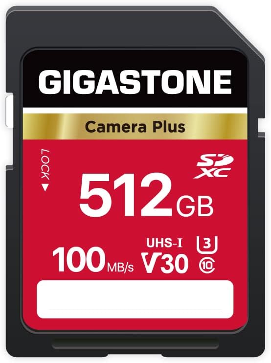 GIGASTONE 512GB SD Card, Camera Plus, UHS-I V30 U3 SDXC Memory Card High Speed by Gigastone