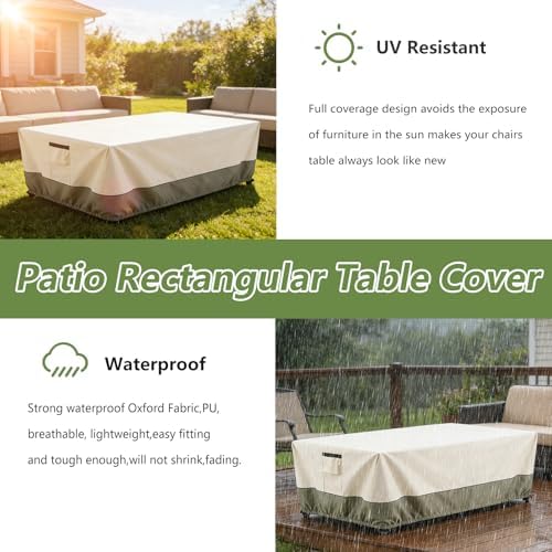 72 Inch Rectangular/Oval Patio Table Cover, Heavy Duty Waterproof Outdoor - Image 6