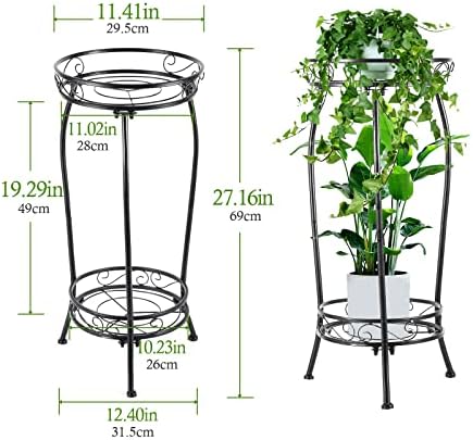 Kavlium Plant Stand Indoor Outdoor, 2 Pack, Tall Metal, 2 Tier 27.1 Inch - Image 2