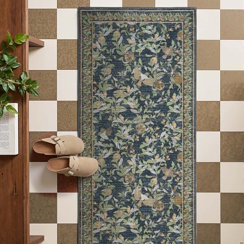 jinchan 2x5 Runner Rug Floral Vintage Washable Area Rug - Image 2