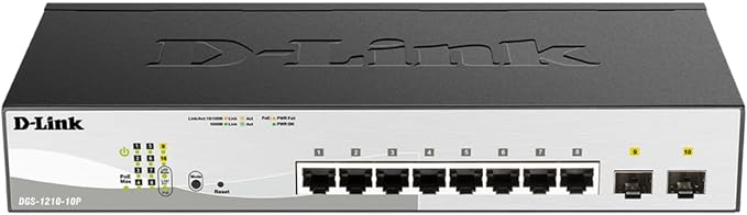 D-Link 10-Port Gigabit Smart Managed PoE+ Switch | 8 PoE+ Ports + 2 SFP Ports | by D-Link