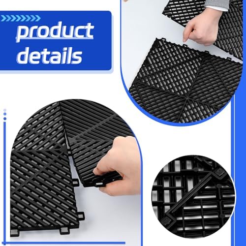 Barydat 72 Pcs 12x12 Garage Floor Tiles Interlocking Drainage - Image 4
