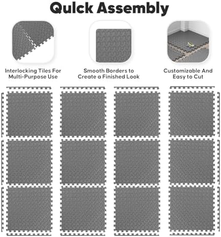 32 Pack 128 sqft Home Gym Mat, Puzzle Exercise Mat, 1of EVA Interlocking Foam - Image 5
