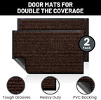 Front Door Mat, Indoor Outdoor Welcome Entryway Doormat, 48x36 Dark Brown - Image 2