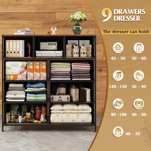 WLIVE Tall Dresser for Bedroom, 9 Drawer Dresser - Image 5