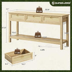 SUPERJARE Rattan Console Sofa Table - Image 2