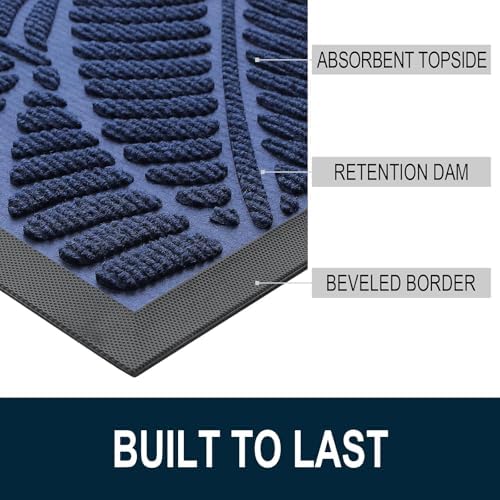 Colorxy Waterproof Front Doormat, Sturdy Natural Rubber Door Mat - Image 3