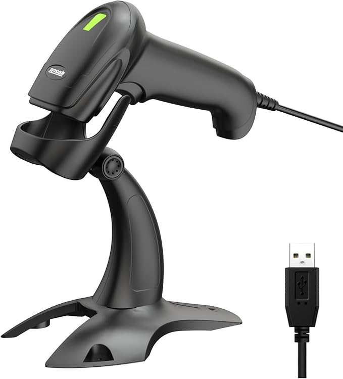 Symcode Barcode Scanner with Stand USB Wired Inventory 2D 1D QR Code Scanner by ProfessionalBarcodeScanner