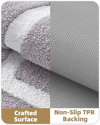 Color&Geometry Mini Gray Bathroom Rugs 24x16, Extra Soft Absorbent Microfiber - Image 6