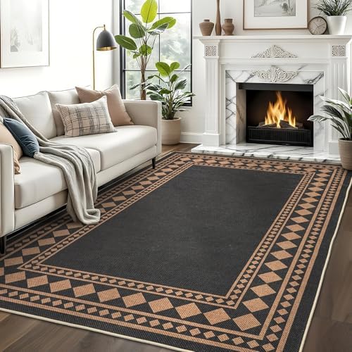 GarveeHome Large Easy Jute Rugs 10x13 Living Room Rug Modern Bordered Solid Rug - Image 2