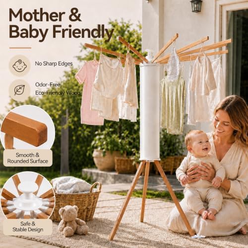 Tripod Foldable Clothes Drying Rack, Rotary Laundry Drying Rack - Image 3