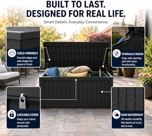 LAUSAINT HOME 150 Gallon Resin Deck Box, Package Delivery Box - Image 5