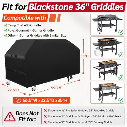 iCOVER 36 inch Griddle Cover for Blackstone, 600D Heavy Duty Waterproof Canvas - Image 2