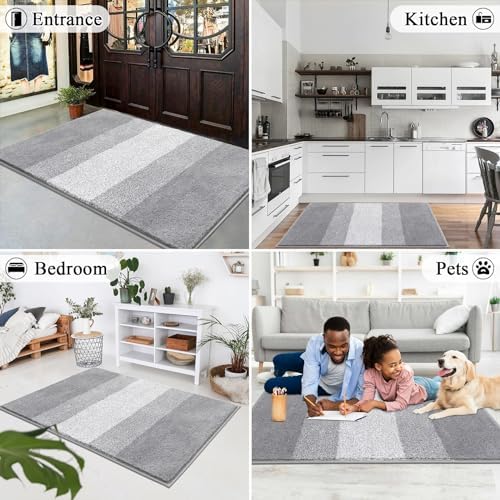 Vaukki Indoor Doormat Entryway Light Grey Door Mat 36x59 inch - Image 3