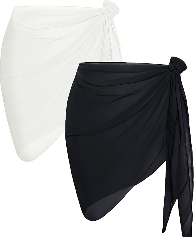 CHICGAL 2 Pieces Women Beach Sarong Bathing Suit Wrap Skirt Sheer Bikini by CHICGAL