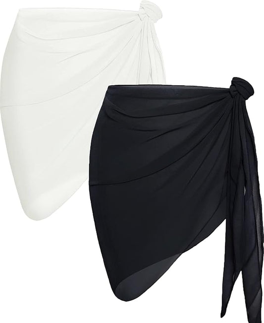 CHICGAL 2 Pieces Women Beach Sarong Bathing Suit Wrap Skirt Sheer Bikini by CHICGAL