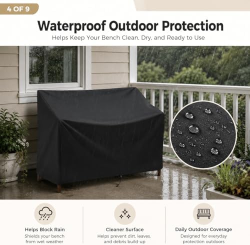 Outdoor Bench Cover, 2 Seater Patio Bench Cover, Waterproof Heavy Duty - Image 4