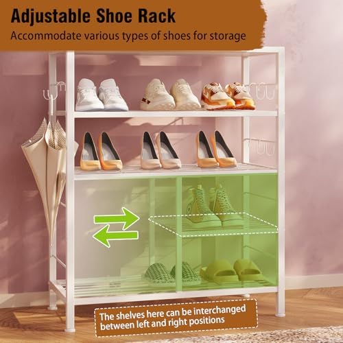 GiftGo Modern White Large 5-Tier Hall Tree Entryway Wooden Shoes Rack Shelf - Image 6