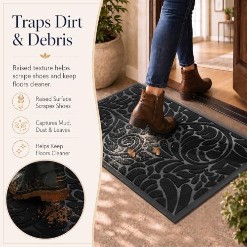 Yimobra Extra Large Front Door Mat, Floral Outdoor Mat - Image 3