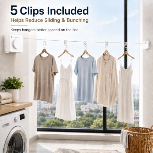 Retractable Clothesline, 15.7 FT Steel Wire, Adjustable Tension, Quick Lock - Image 2
