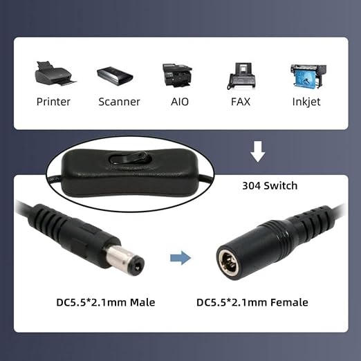 ChenYang DC Power Switch Extension Cable DC 5.5x2.1mm Male to Female - Image 7