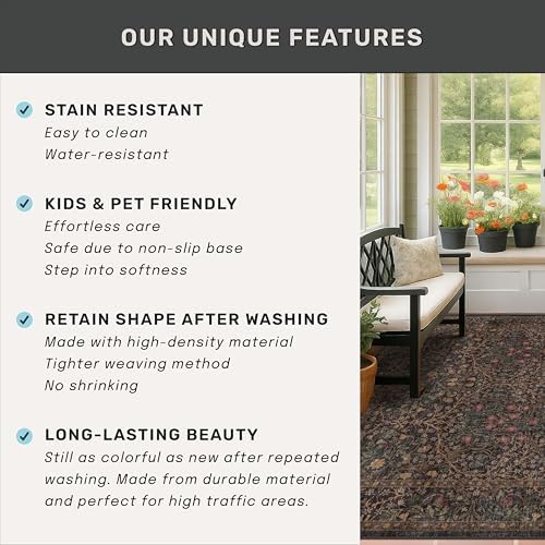 Boho Brown Washable 2x3 Entryway Rug - Image 6