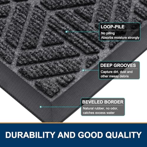 Smiry Front Door Mat Outside Entrance, Low Profile Rubber Doormat - Image 3