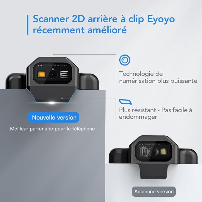 Eyoyo Bluetooth Back Clip Phone Barcode Scanner, 1D 2D QR Wireless Bar Code - Image 8
