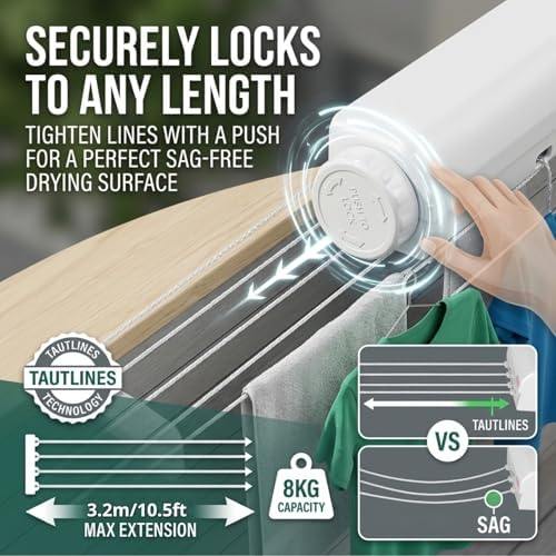 Retractable Clothesline Kit Telescopic Multiple Ropes Clothes Line, Clothes - Image 3
