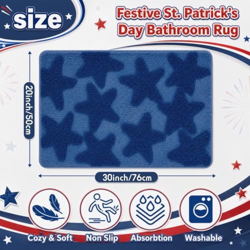 Capoda 1 Pcs Patriotic Bathroom Rug 20 x 30 Inch Blue Patriotic Star Bath Mat - Image 2