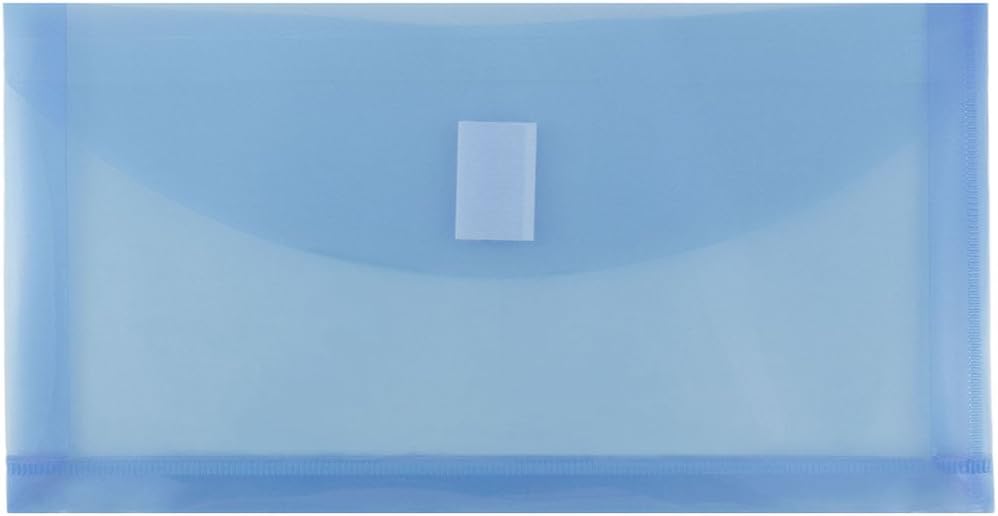JAM PAPER Plastic Expansion Envelopes with Hook & Loop Closure - #10 Booklet Wallet - 5 1/4 x 10 with 1 Inch Expansion - Assorted Colors - 12/Pack