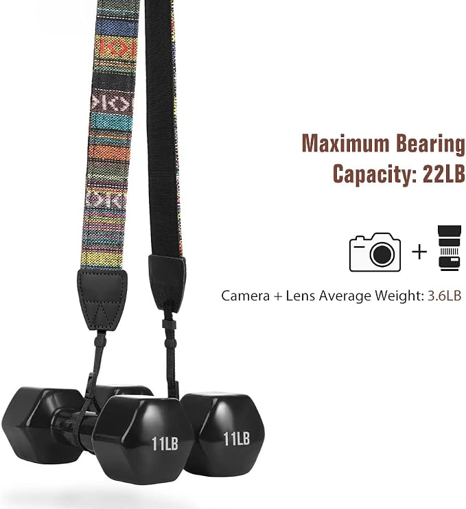 MoKo Camera Strap, Retro Cotton Canvas Woven Strap Universal Shoulder Neck - Image 5